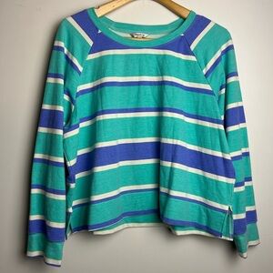 Wildfox Sweater Women’s Size XL Striped Multicolor Blue Retro Classic Old Money